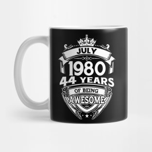 July 1980 44 Years Of Being Awesome 44th Birthday Mug